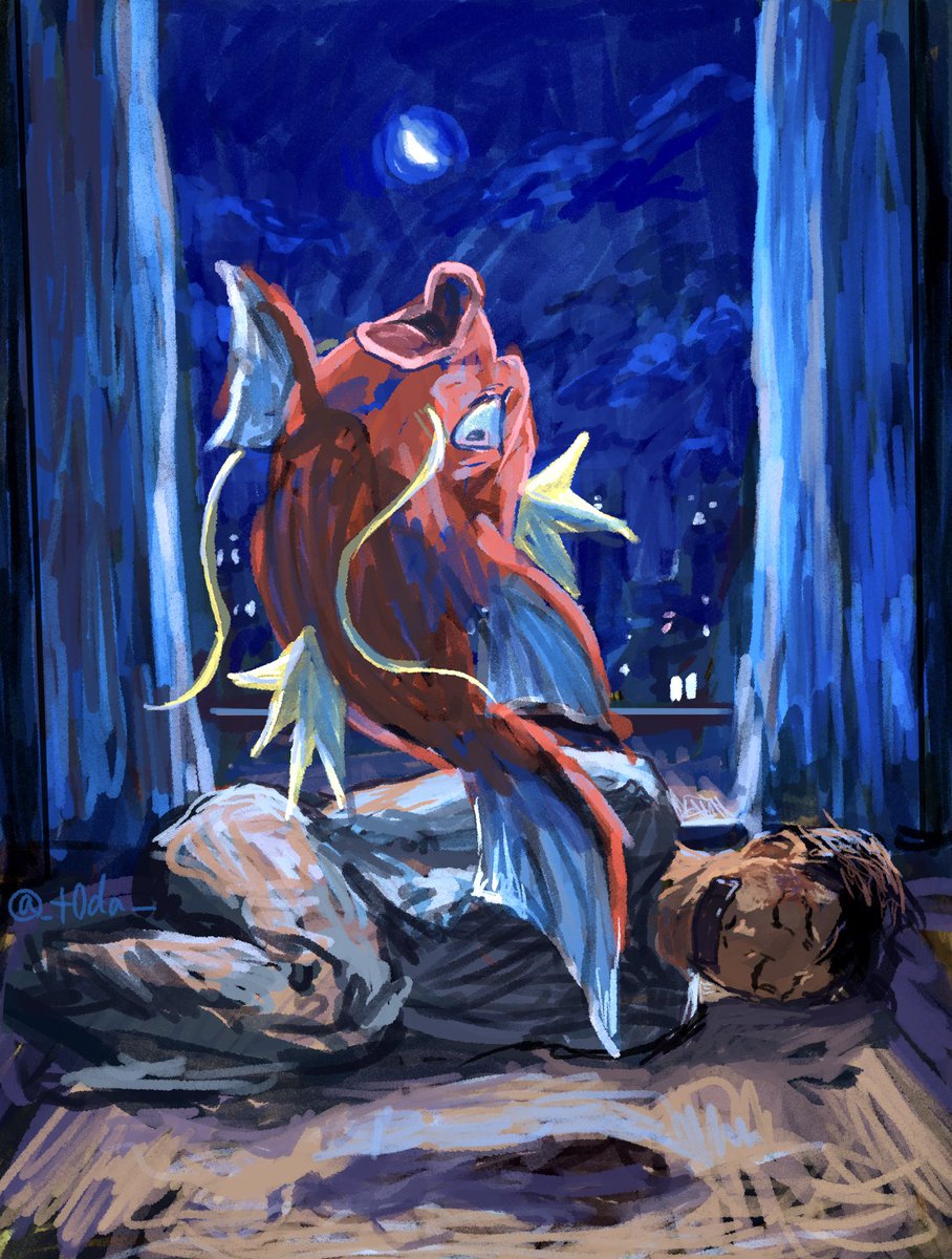 _t0da_'s tweet photo. #ポケモンイラスト
強盗の攻撃！トレーナーは倒れた。
コイキングの、跳ねる！しかし何も起こらない…
コイキングは跳ね続ける！しかし何も……
不審な物音を聞いて、下の階の人が相棒ポケモンと駆けつけた！
強盗は取り押さえられた！ https://t.co/XX7jpfgo56