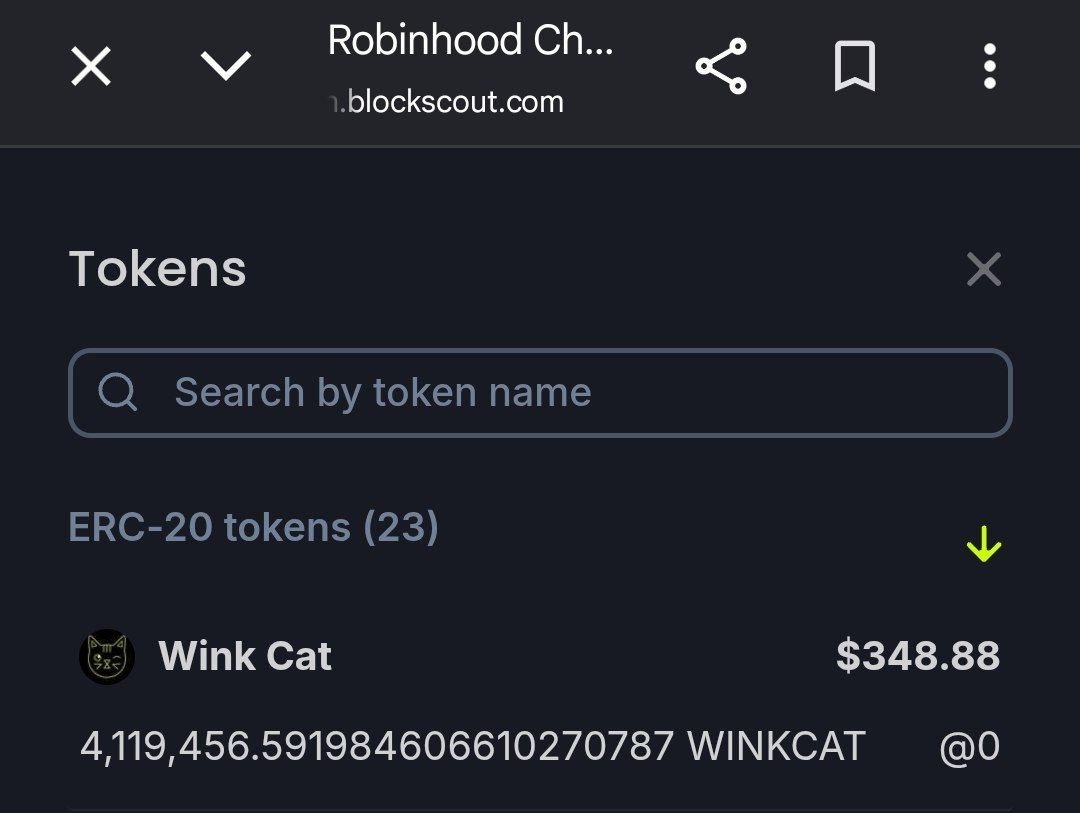 Winkcatofficial's tweet photo. $WINKCAT official logo and token value are now showing on Robinhood Chain Blockscout.

Another platform fully updated.

https://t.co/6C1J43Q2lc https://t.co/ImsSNc5Tsh