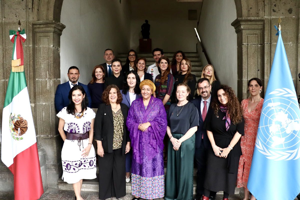 SilviaMorimoto's tweet photo. What a privilege to engage in a thoughtful dialogue w/UN DSG @AminaJMohammed and the UN Team in Mexico.
At a time of profound🌎change, we reaffirmed our commitment to deliver as #OneUN—advancing sustainable development, strengthening multilateralism, and improving people’s lives https://t.co/ZV5KcuxqMY