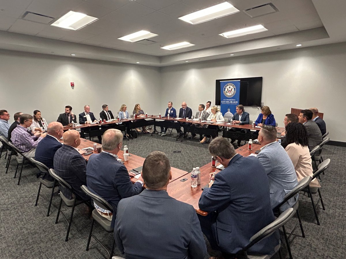 RepGusBilirakis's tweet photo. Great to join local elected officials, business leaders, transportation stakeholders, and representatives from the @USChamber for an important discussion about the transportation needs of the Tampa Bay region and the critical importance of reauthorizing the Surface Transportation Infrastructure package.  As our region continues to grow, investing in safe, reliable, and modern infrastructure is essential to keeping people and goods moving efficiently, strengthening our economy, and enhancing quality of life for families and businesses alike. I appreciate those who participated in this productive conversation, and I look forward to continuing our work together to ensure the federal government remains a strong partner in advancing Tampa Bay's transportation priorities. Thanks to @TB_Chamber, @ntbchamber, @FlyTPA, @PortTampaBay, West Tampa Chamber, Ybor Chamber, the Greater Pasco Chamber of Commerce, the Florida Department of Transportation, and all the other participants who shared their insight.
