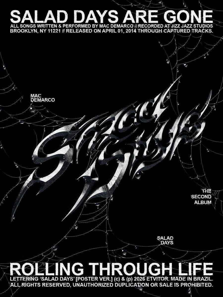 etvit0r's tweet photo. SALAD DAYS ARE GONE 🕸️💧🏴
#saladdays #macdemarco #etvitor #lettering https://t.co/P6rIP1GiHK