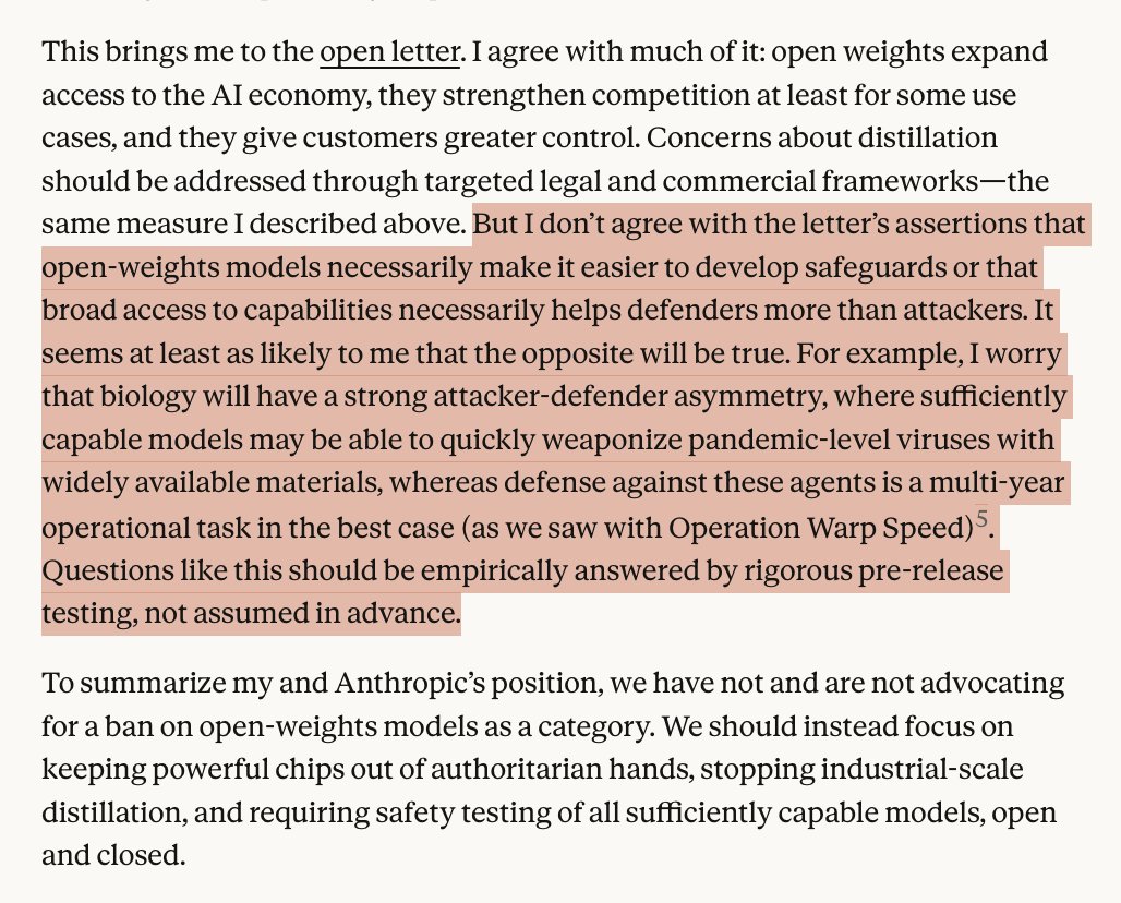 ahall_research's tweet photo. The key unanswered question in the debate around open-weight models and safety is, are they better for offense or defense? 

I'm not aware of any good research on this question. Is there any? https://t.co/vOzsYOH9s3