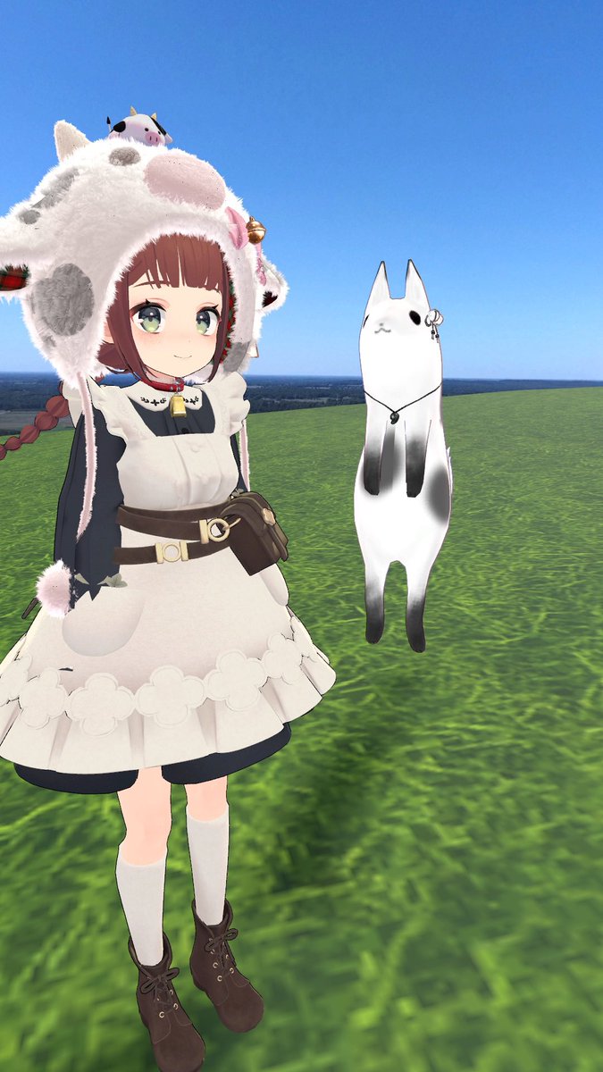 vrc__03u's tweet photo. #ペトレア3D #VRChat 
初めて買ったアバター🐮🎀
お顔がとてもすき https://t.co/FWgKA6LgwP