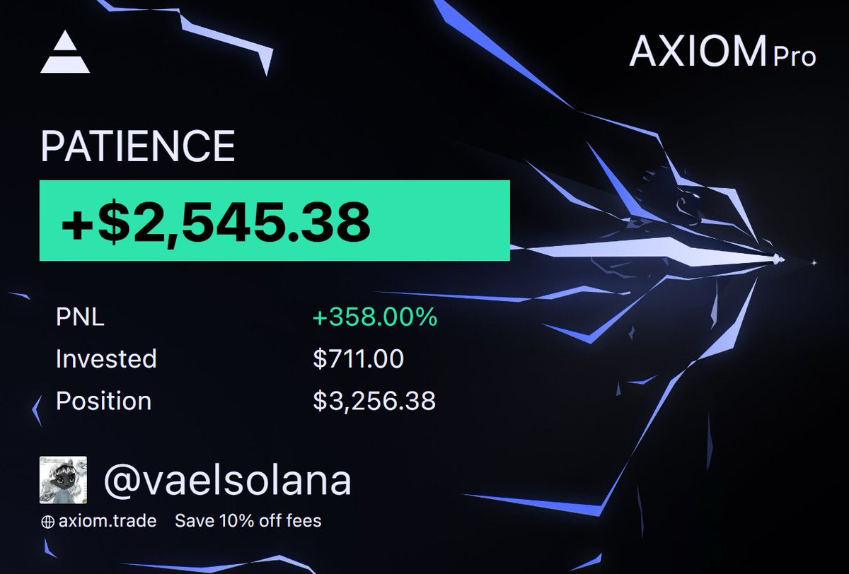 VaelSolana's tweet photo. $PATIENCE at 330k, 32 minutes old.

sometimes the name tells you everything you need to know.

Fg9P4xK8pbYaumHhz7QEt2Uma3kNr4PSpEQtUVCgpump https://t.co/d4qNE4CSXz