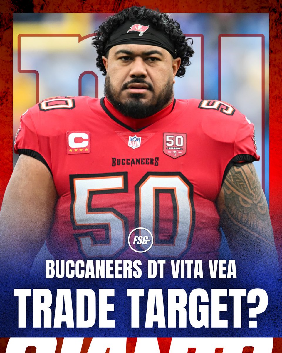 FiresideGiants's tweet photo. Should the Giants make a trade call for Bucs DT Vita Vea? 👀

Vea requested a trade from the Bucs today after failed attempts at a contract extension. He’s entering the final year of his deal ($18M) and wants a new contract.

The Giants traded away Dexter Lawrence this offseason and rebuilt their interior DL with DJ Reader and Shelby Harris. But Vea is still one of the best DTs in the NFL at 31 years old. He would be an immediate upgrade.

Would you like to see the Giants trade for and sign Vea if a Day 2 or Day 3 pick gets it done?