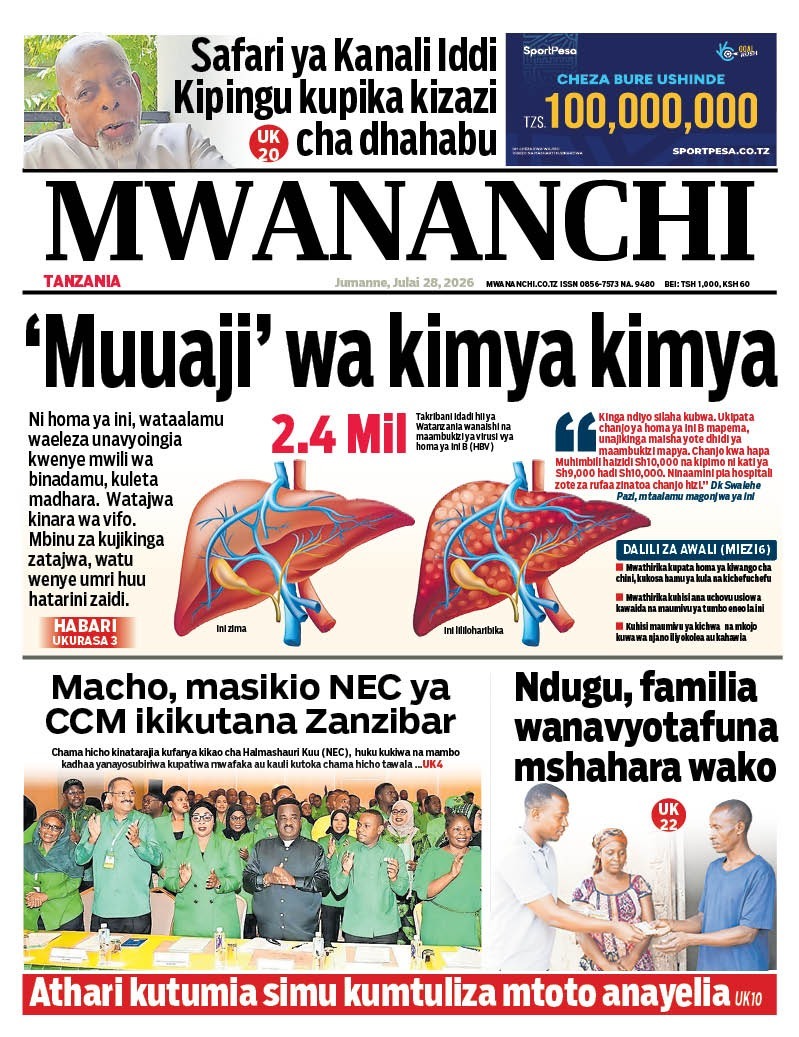 swahilitimes's tweet photo. #Magazetiyaleo 

Mwananchi 

Jumanne Julai 28, 2026 https://t.co/OzOQxvrp54