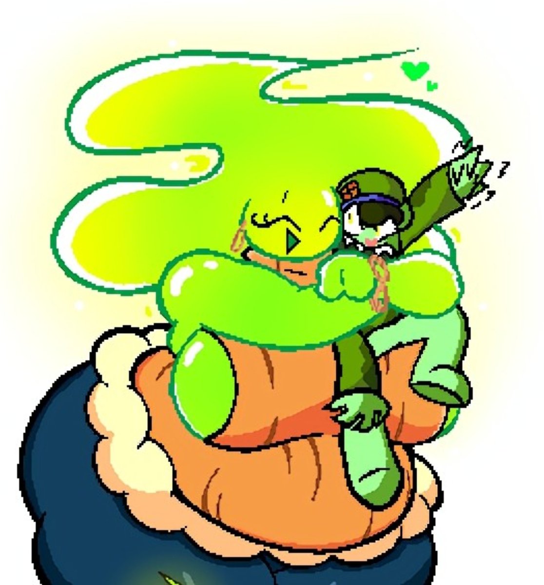 Etherealist_35's tweet photo. Fire Lady with her best friend 

The first warm hug always burns! 💚🔥 https://t.co/lDNQwvoMkA