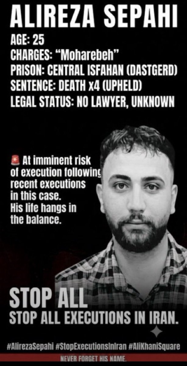 mehrvatan2new1's tweet photo. Speak up for
#Alireza_Sepahi
#Abolfazl_Sepahi
#Amirhossein_Safari
‼️They are  facing execution in Isfahan in couple of hours 
‼️Time is running out 

Be their voice please @marklevinshow
@LauraLoomer @marcorubio @realDonaldTrump
@POTUS
@PeteHegseth 
#KingRezaPahlavi‌ForIran https://t.co/WhWPRWKV4Y