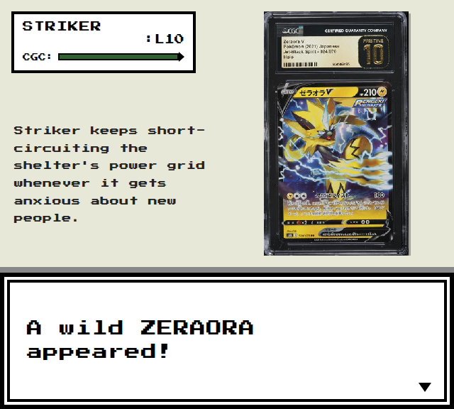 PokeRescue's tweet photo. Striker keeps short-circuiting the shelter's power grid whenever it gets anxious about new people.

https://t.co/MCL7WQOtRl https://t.co/tB69oD1VZp