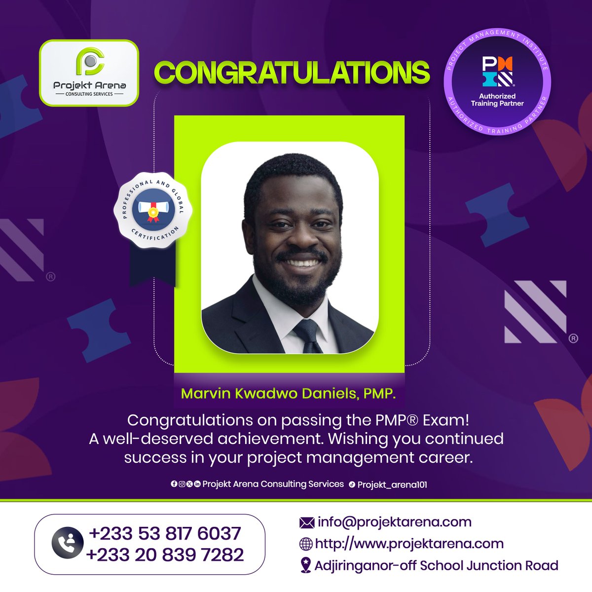 Projekt_Arena1's tweet photo. Congratulations to our newest PMP® certified professionals! 

Your hard work, discipline, and determination have paid off. 

Welcome to an elite community of project management professionals making an impact around the world.

#PMPCertified #ProjectManagement #ProjektArena https://t.co/ZWzQf1Uce8