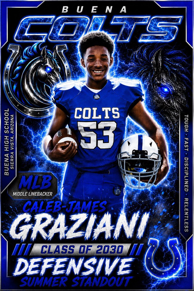 BuenaColts_LBs's tweet photo. INCOMING FRESHMAN
🔥🔥🔥SUMMER🔥🔥🔥
DEFENSIVE STANDOUT
🔥🔥🔥🔥🔥🔥🔥🔥🔥🔥

CAYLEB-JAMES GRAZIANI
@Graziani2030 
Class of 2030
MLB/FB

Coaches be sure to follow this player.  Great things ahead.  Tremendous work ethic this summer!!! 

Fast, physical, great instincts to the ball!

@KeyPlayerNation
@JReyes_NP
@SunilSportsNews
@gridironarizona
@SprayberryJay
@thehonestupdate
@5StarScouting
@1purpledawg 
@realtrophaeum23
@playsbigger
@AScholarsBrand
@MISTER_F00TBALL
@sixstarfootball
@Dtigers6685
@Pure_Prospects
@ccprospects23
@YAthletesF
@SportswithEj
@scan1ansports
@D1recruiting76
@RobroSportFacts
@N_W_Sports
@CFBScout
@APEX__Athletes
@XAthletes863
@RadarHitList
@ELITE_HSFB
@USCHippie
@raj_manjrekar
@RiseUp_Recruit
@mosesk225
@CoastRecruits
@SidelinePreps
@DfwSho
@FBRecruitAide
@_HeadsUpRecruit
@FNStandouts
@bench424nmore
@BJMedia1
@CoaLBViking
@RecruitMatador
@CoachDadsRule
@nlevelsports
@whosupnext23
@CoachZackGoodFB
@DexPreps
@alpha_lbu
@SchwartzAthSpot
@Top25PublicHSFB