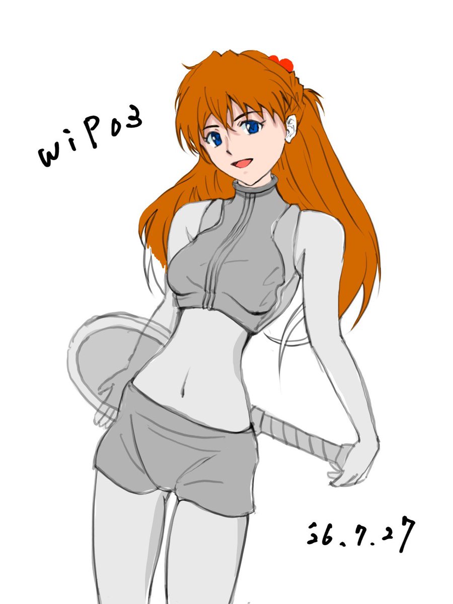 他の絵が全く上手く描けなかった（ ; ; ）のでアスカを進めてみる ペン