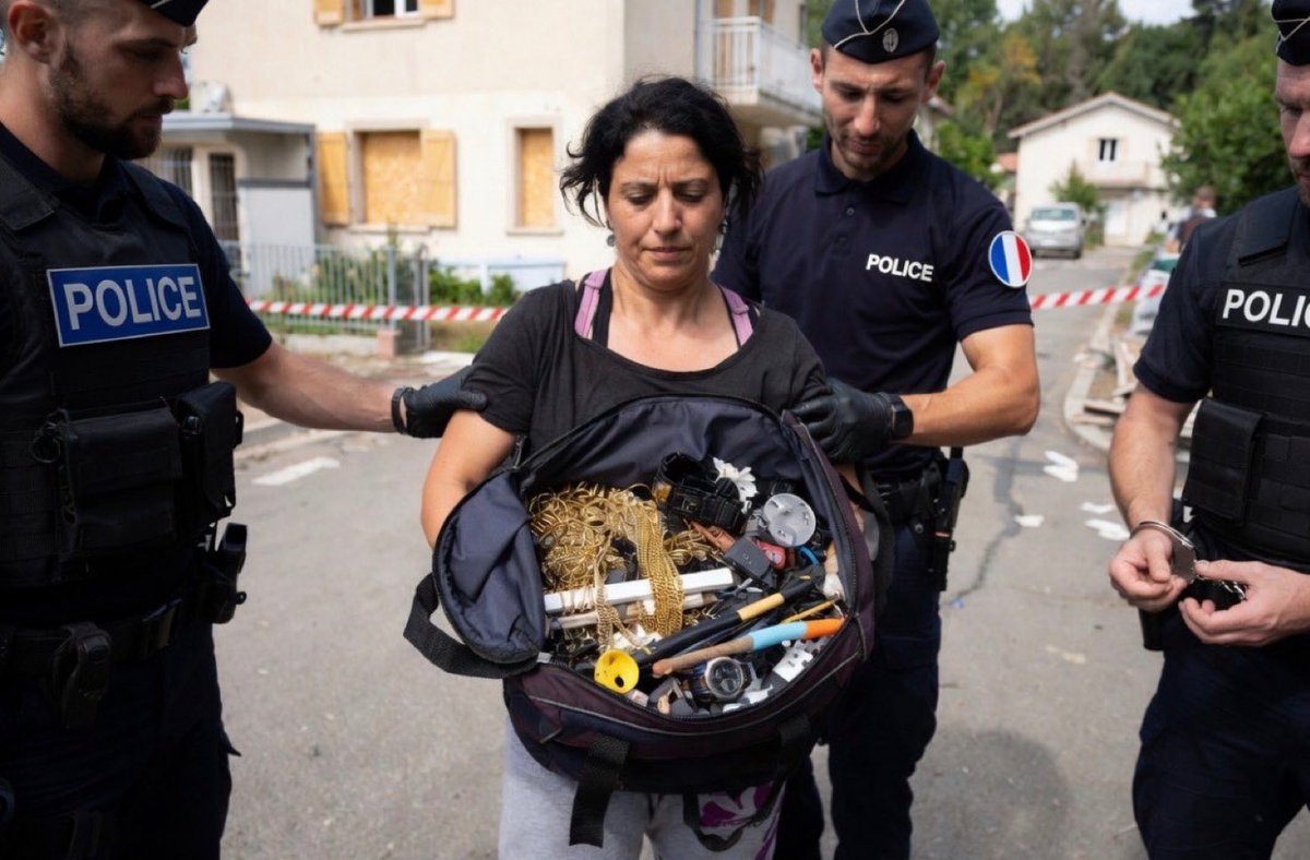 KahnRachel1's tweet photo. La pilleuse des maisons en feu attrapée par la police. Minable https://t.co/PmAgxc4wVD