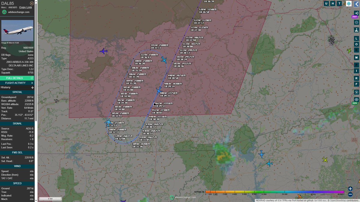 WNCSCAN's tweet photo. **6.43pm** For those asking about the multiple large airliners circling the area, there are thunderstorms over Atlanta and flights are in holding patterns until the storms pass. Here is a look at the planes that are circling over Macon County.
#WNCscan #WNCnews #KATL
07-26-2026 https://t.co/RxyEgV40DB