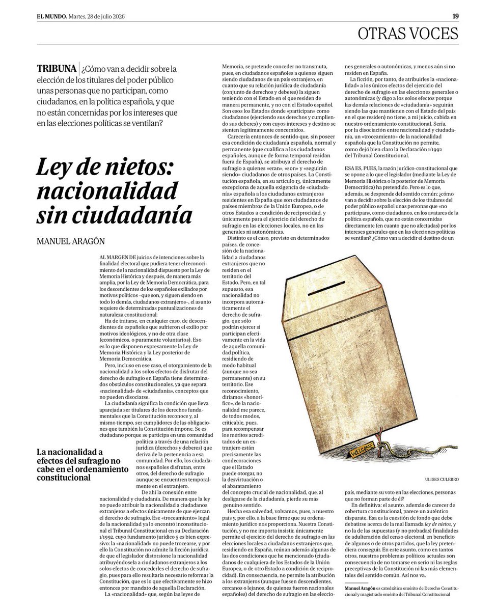 plinio54's tweet photo. Esto de Manuel Aragón en “El Mundo” hoy 👇👇 https://t.co/bW5ocfFwS9