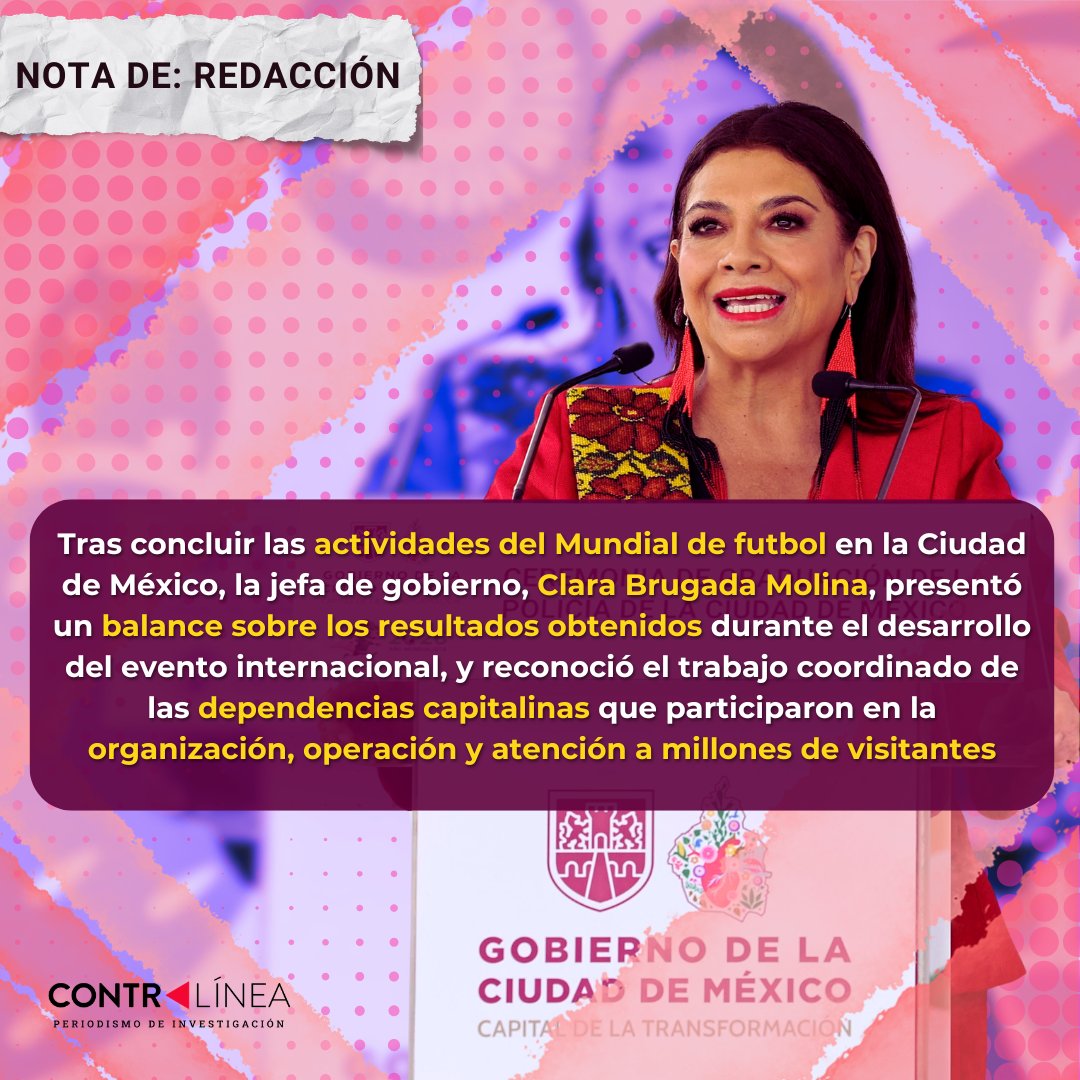 contralinea's tweet photo. Brugada rinde balance tras el Mundial y reconoce labor del gabinete por la coordinación operativa

(Nota de: Redacción)

#Contralínea #PeriodismodeInvestigación

Lee aquí👉🏻 https://t.co/krSDtlaP7r https://t.co/9bSqeBuxlD