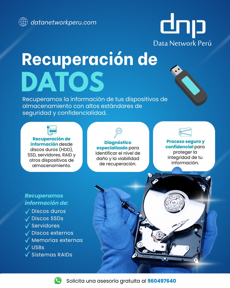 DnpRecovery's tweet photo. Deja tu información en manos de expertos. 🙌💻
Jr. Velarde N° 188 Int. 200 - Cercado de Lima 

Consultas:
📲 WhatsApp: https://t.co/mT0gLvf6CD
📧 informes@dnp.com.pe
🌐 https://t.co/S2OoEK2xzg
.
.
.
#datarecovery https://t.co/BSpOHYxqT0