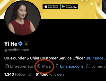 Yolo_7_'s tweet photo. $MarsCoin COULD BE THE CURRENCY OF EARTH

Check the screenshots and the quoted tweet.

And now, there's a $MarsCoin on $BNB Chain, paired with tokenized $SPCX bStock.

Binance has also been posting about bStock multiple times a day.

Another interesting detail: Heyi's X location is set to "Mars." 👀

Meme × RWA × Elon Musk × CZ × Heyi × Binance.

I haven't seen a BNB narrative this strong in a long time.

0xfe189e97832da1573e4e4ff034f4ffc3a15c7777
