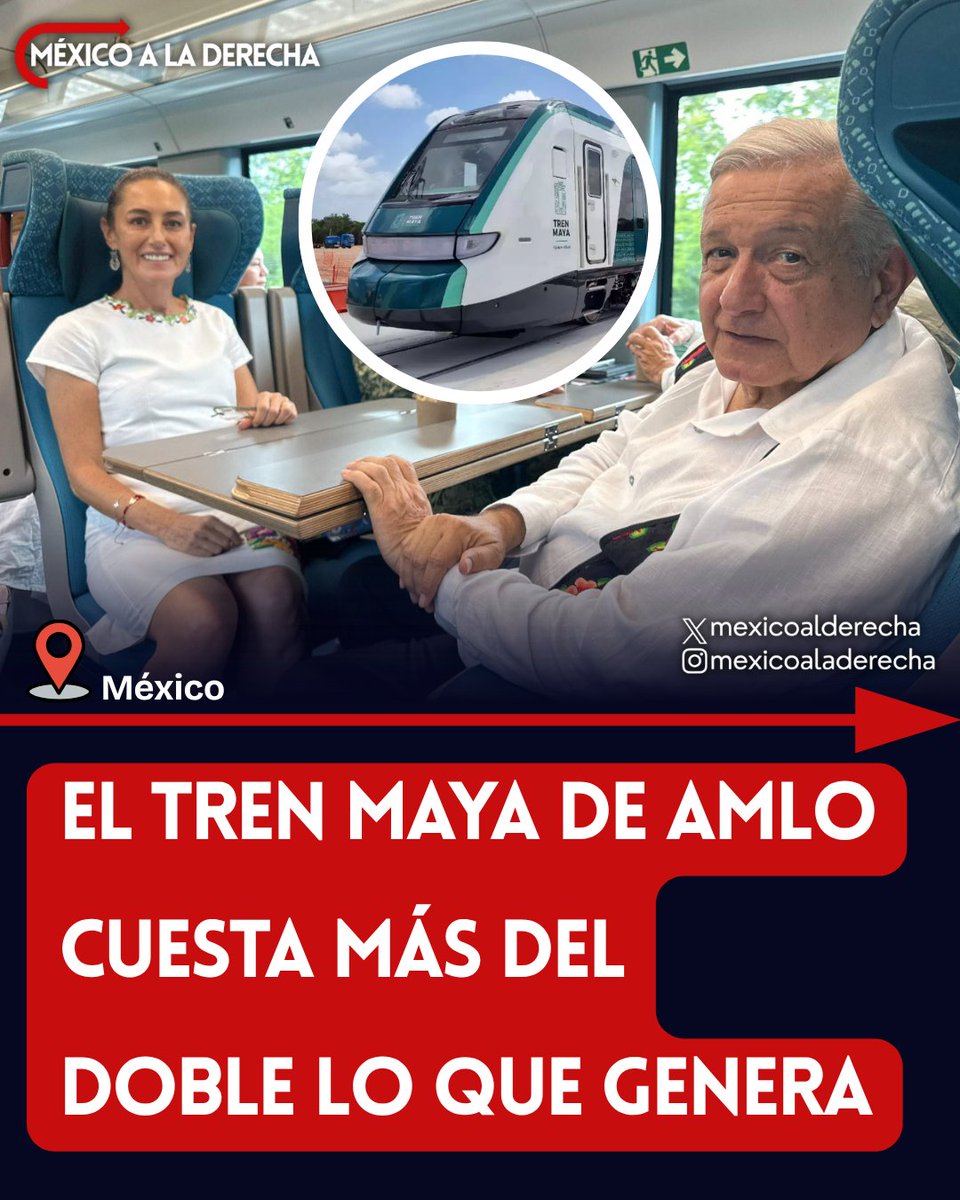 MexicoalDerecha's tweet photo. 🚨🇲🇽/ A ROBAR

No funciona, ni funcionará.

Tan solo el mantenimiento fracasado Tren Maya de AMLO cuesta más del doble de sus ingresos. 

Durante el 2025, el mierdero registró ingresos por 541 millones de pesos, sin embargo, para mantenerlo se reportó un gasto de más de 1,110 millones solo para vías e infraestructura en el mismo año.

Bajo ese contexto, el capricho de AMLO que destruyó la Selva Maya le seguirá costando millones a los mexicanos...