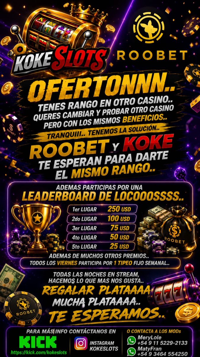 KokeSlots's tweet photo. Tenemos la mejor tabla de leader y muchos beneficios para usuarios nuevos y mejor aún estamos patrocinados por @RoobetES te espero todas las noches en https://t.co/HYIuFmE15v https://t.co/jUg7g2bOVN