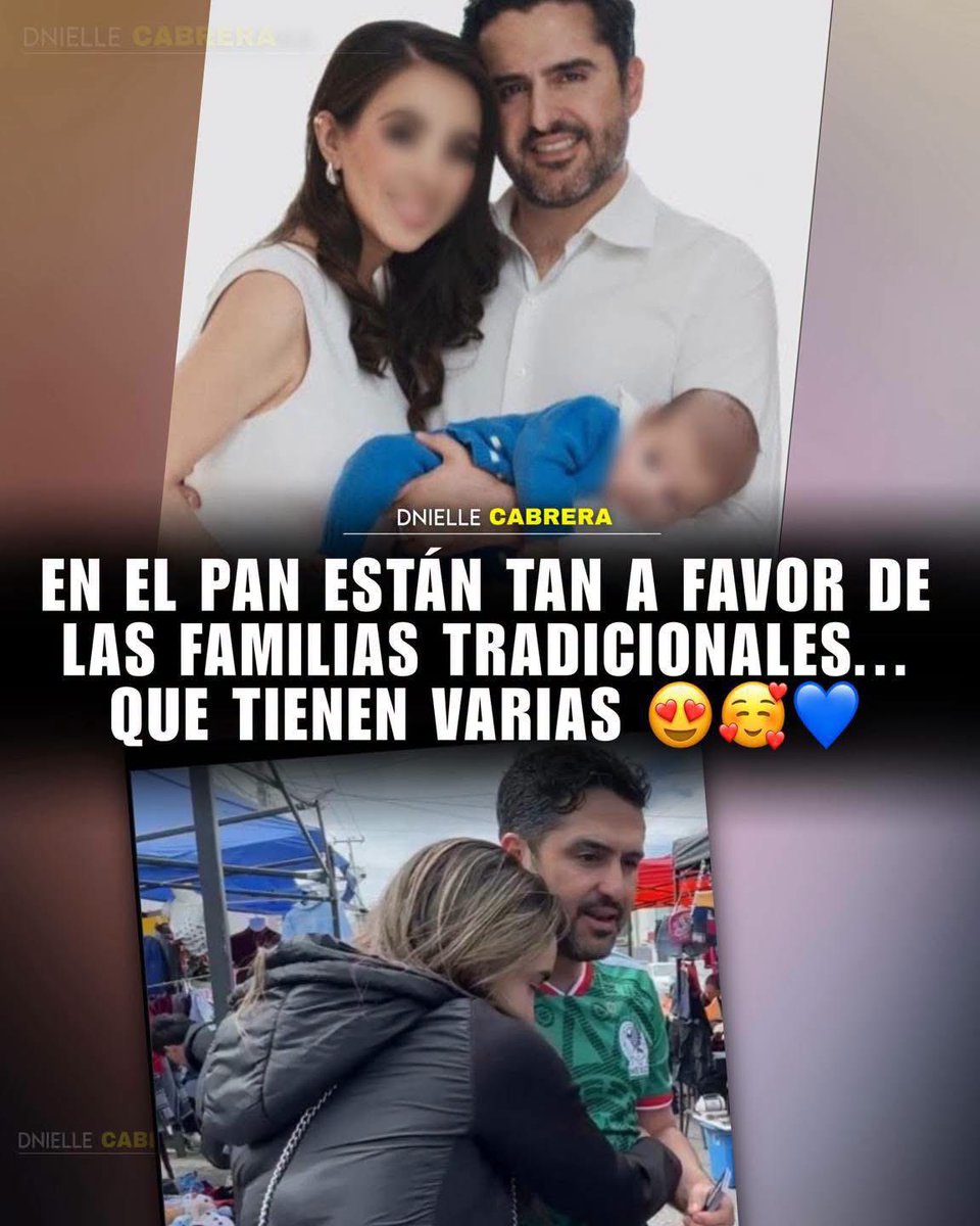 DnielleCabrera's tweet photo. EL PAN PREDICA CON EL EJEMPLO! 😍💙

Los panistas siempre han abogado por la familia tradicional, tanto así que llegan a tener varias familias tradicionales al mismo tiempo 😍 como es el caso de Agustín Dorantes y la abogada Natalia Torres 😍 ¡que viva el amor! 💙💙💙 https://t.co/sGHh0pwW7z