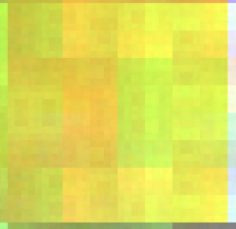 pseudofraser's tweet photo. @matthen2 So there are 64 pretty clear squares, most of which contain variations on the same colour, but there are a few which seem to vary pretty widely inside themselves. What's up with those? Is it an artefact of the mapping used, or more of an artefact of how we perceive colour? E.g.: https://t.co/mB8dslDJKY