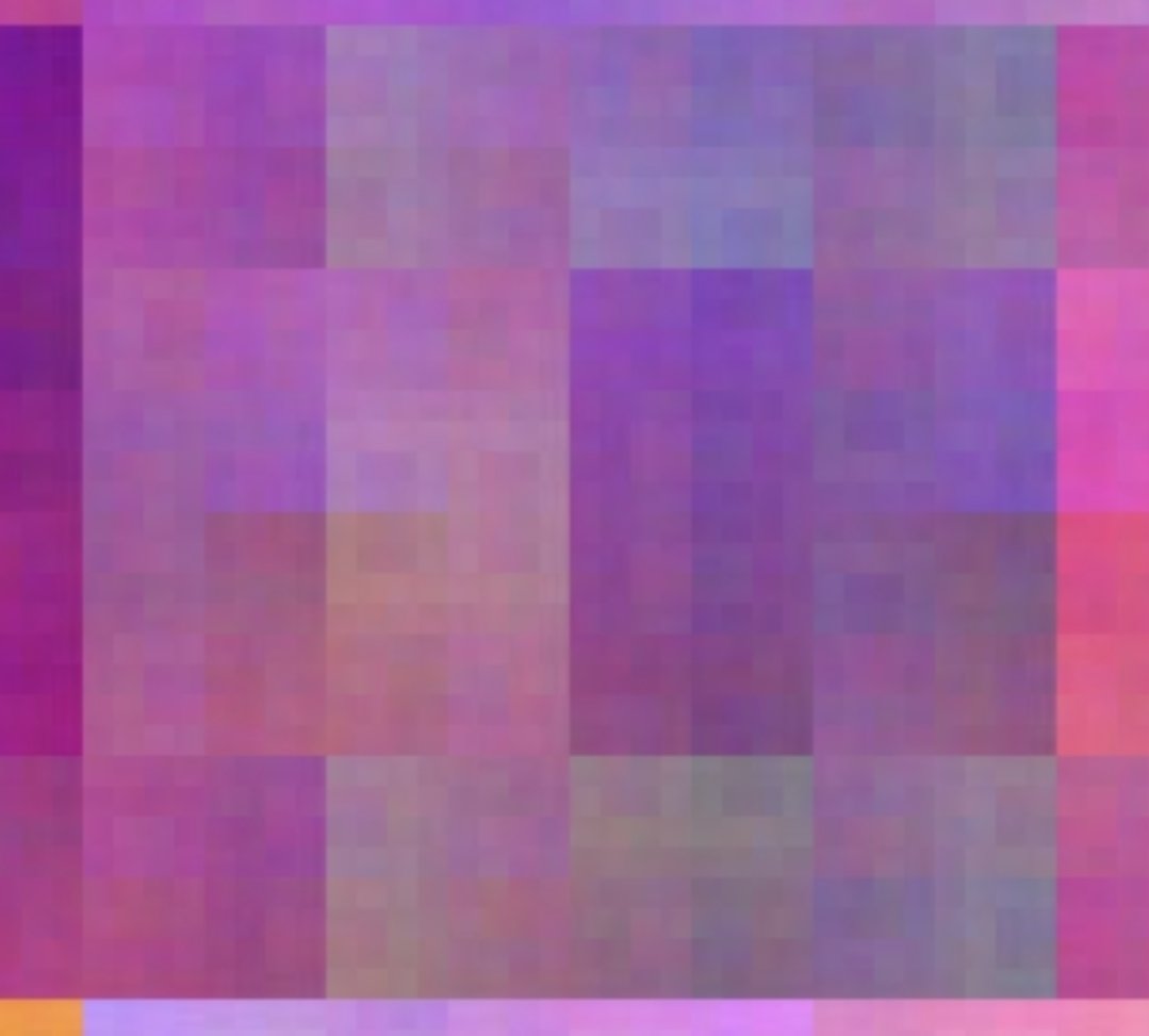 pseudofraser's tweet photo. @matthen2 So there are 64 pretty clear squares, most of which contain variations on the same colour, but there are a few which seem to vary pretty widely inside themselves. What's up with those? Is it an artefact of the mapping used, or more of an artefact of how we perceive colour? E.g.: https://t.co/mB8dslDJKY