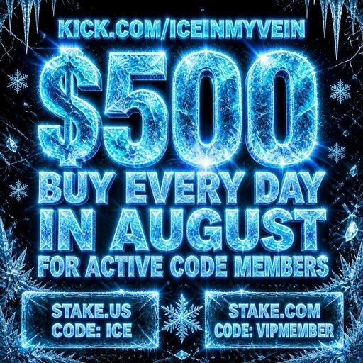 iceinmyvein's tweet photo. POST A PIC BELOW IF YOU WAGER $12K/MONTH AND WANT IN AND ARE NOT ON THE CODE YET!?

IM DROPPING $500 BONUS BUYS LIKE CANDY EVERY SINGLE DAY IN AUGUST ($15,500 IN TOTAL) FOR ACTIVE CODE MEMBERS. ACTIVE = $12K WAGER ON THE MONTH ON THE CODE. WHAT ARE YOU WAITING FOR!? DRAWS WILL BE ON DISCORD.
FOLLOW ON https://t.co/oU7PqjFi10 FOR UPDATES