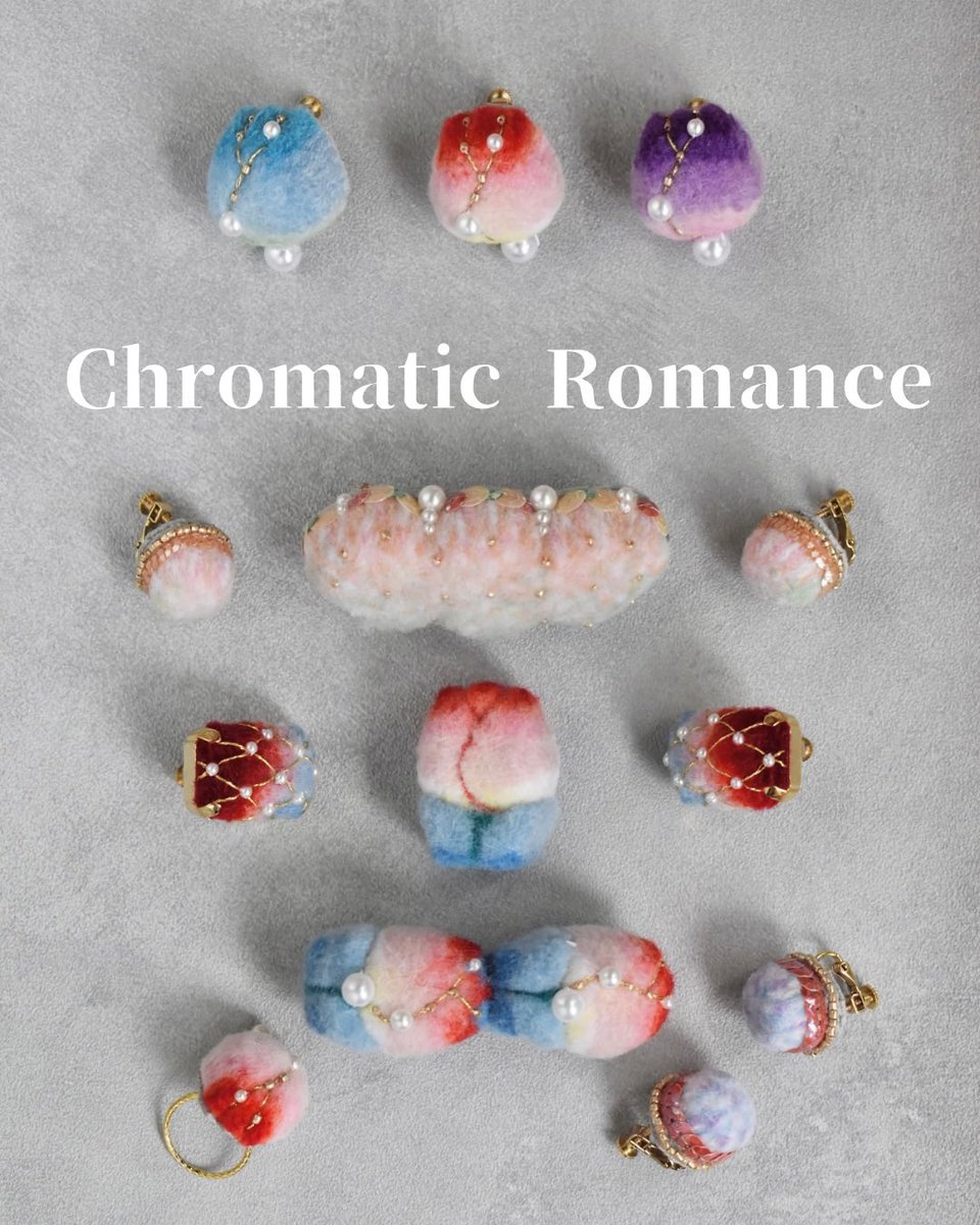 Aireivy's tweet photo. 2026 Summer Collection
《 Chromatic Romance 》

８月に再販が決定しました！🎉

Aireivyだけの技法で作られた
ピアス、イヤリング、バレッタ、リング、オブジェ

まるで物語の幕が開くように
ガラッと空気が変わるような
存在感のあるロマンティックポップなアイテムたち🌷 https://t.co/1oIrQNj5ay