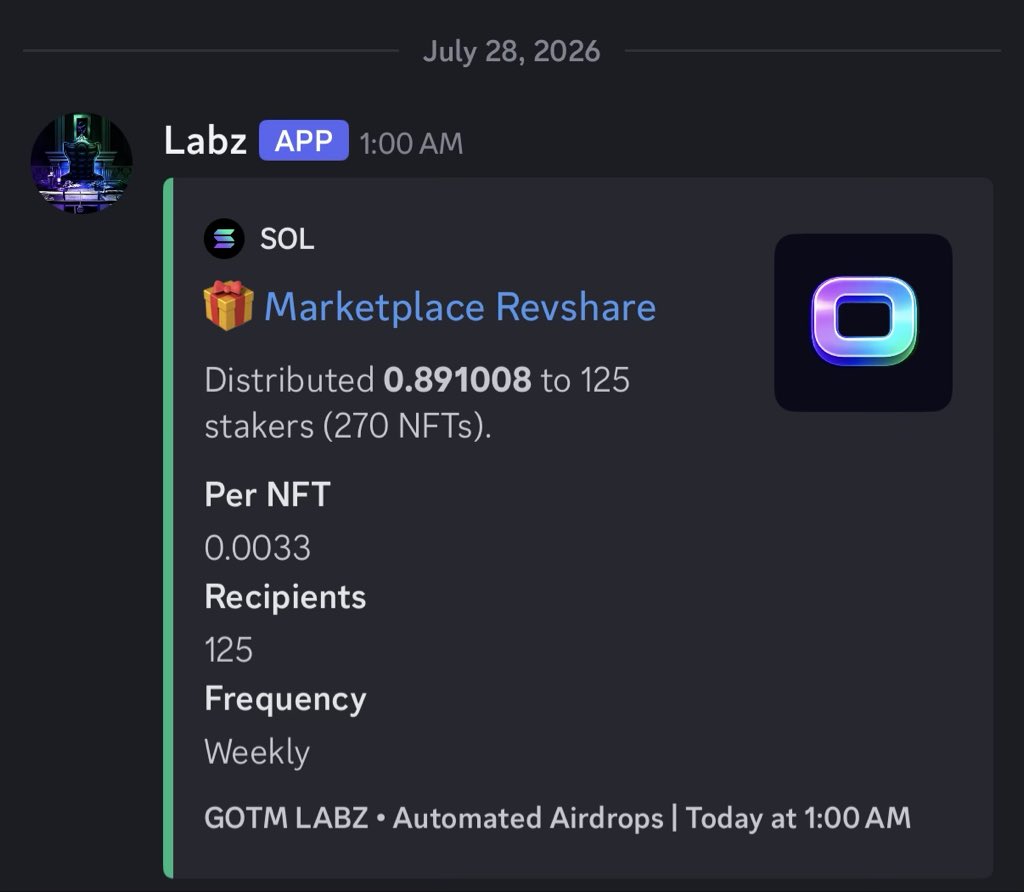 rc_hype's tweet photo. Another airdrop to @GotmLabz holders from @OrbisOnSOL rev share! It’s so early and these are growing. New marketplace is making an impact and long term looks great! 💪 https://t.co/otalPIlHSH