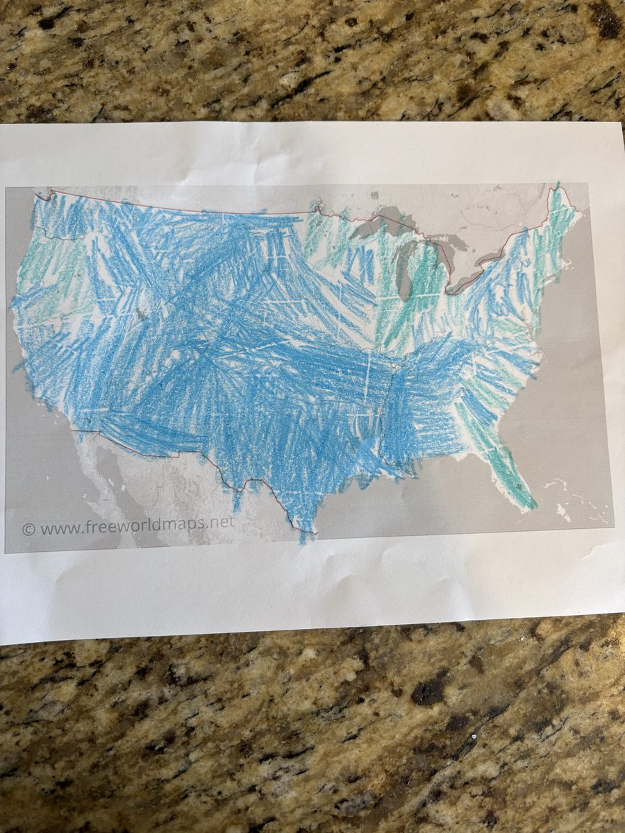 Andrew_Swirsky's tweet photo. @onlmaps My daughter drew the same map. I’m a bit biased but I prefer her optimism. https://t.co/OWABjmc1ah
