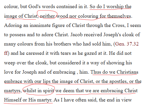 0penHidden's tweet photo. @epke82 @IndianaBrunner @MissNyox You're ignoring the context. St. John is not saying wood and paint are literally God. He means the icon is Christ by representation, so the honor given to the image passes to Christ, its prototype. That's his whole argument. https://t.co/4IEYBgpcsh