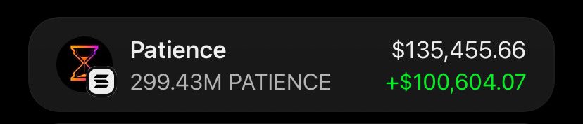 Alpha_calls100's tweet photo. $PATIENCE Is printing massively on my Alpha telegram group 🏆🚀

If you’re in my  tg group your copy trade would have been on same profit as I am.

Ca: Fg9P4xK8pbYaumHhz7QEt2Uma3kNr4PSpEQtUVCgpump https://t.co/cHjthMkHbb