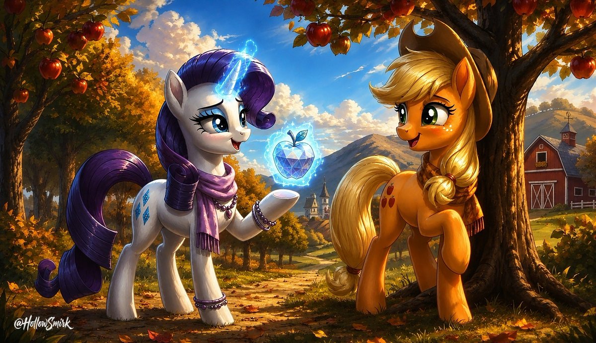 HollowSmirk's tweet photo. Hasbro may not really care...
But we, the fans, love these mares.
#mlp #Applejack #Rarity #mylittlepony 

(💻: Me) https://t.co/GgMYrBwEsP