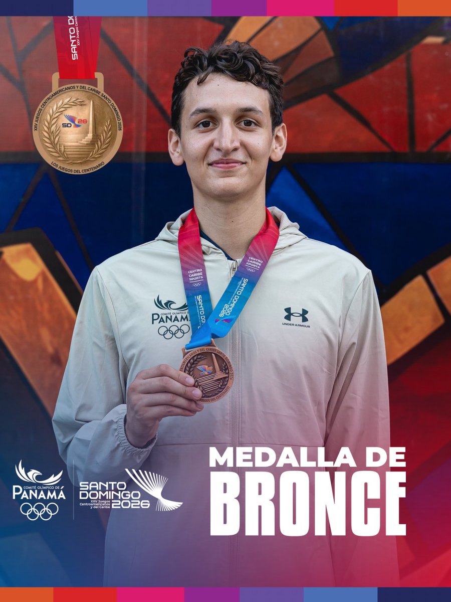 COlimpicoPanama's tweet photo. ¡NUESTRO MEDALLISTA DE TAEKWONDO EN SANTO DOMINGO 2026😎! 

Ian Romero, medalla de bronce🥉 en Taekwondo, modalidad Kyorugui (-68kg) en los XXV Juegos Centroamericanos y del Caribe Santo Domingo 2026. 🥋

¡Enhorabuena, Ian🙌🏻! 

#TEAMPANAMÁ 🇵🇦
Somos #UnPaísUnEquipo https://t.co/308wFBA8n4