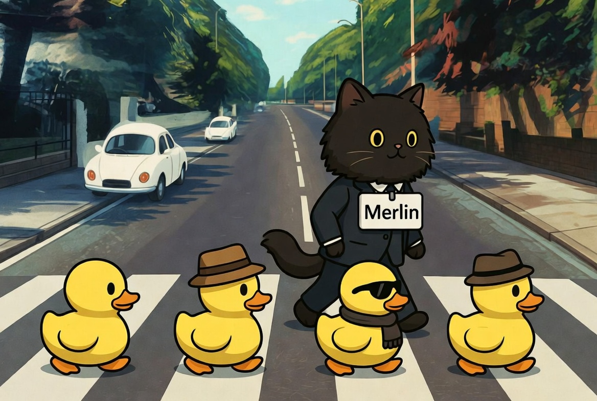 3Emmms's tweet photo. So you all know $UTYA is my biggest hold on the TON ecosystem, however you just  cant ignore telegrams cat, everychain has its cat main runner. This is the interns cat @merlintgcat $Merlin

The duck leads but the cat follows. Frensssss
@telegram 
Just some Abbey Road vibes https://t.co/qNBsOg7Se0