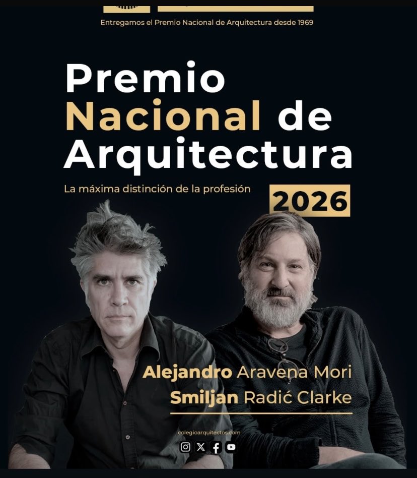 Barbatto3's tweet photo. Más que merecido premio a 2 grandes arquitectos y, siguiendo la tradición chilensis, 1ro el Pritzker (el Nobel de la Arqtra) y luego el reconocimiento local… así somos, así vamos por la vida https://t.co/ugASOAkHKE