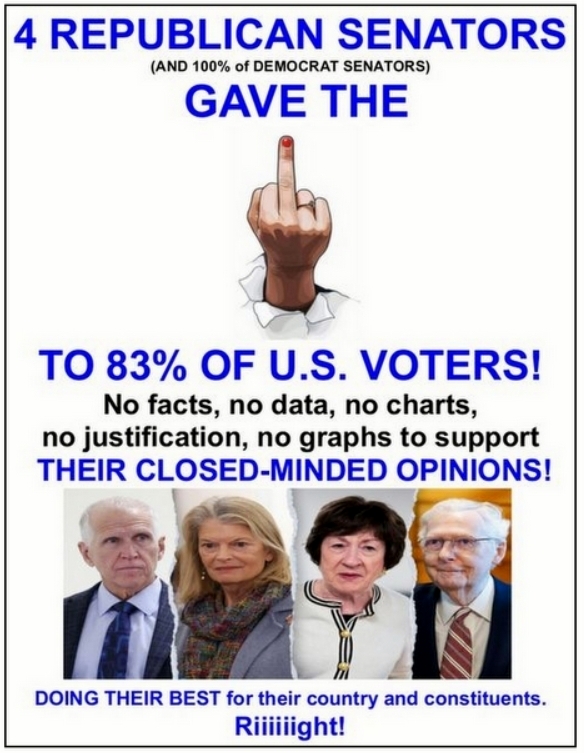 ChzzMonkee's tweet photo. HOW OUR SENATORS FEEL ABOUT WHAT'S BEST FOR OUR COUNTRY #DSA, #SAVE America Act, #Republican Party, #2026 Midterm, #US Senate https://t.co/MrflhYekMr