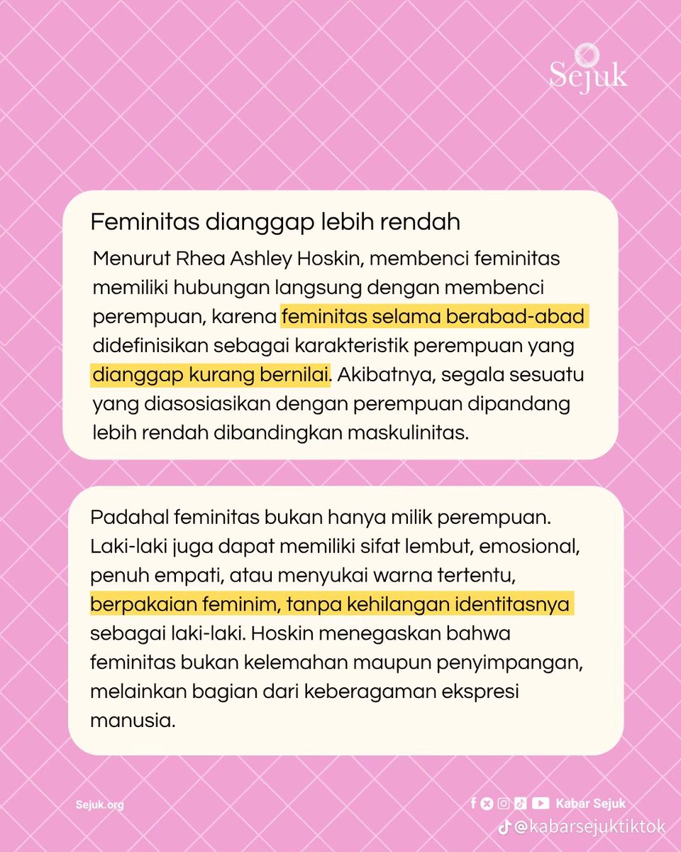 meineagape's tweet photo. Found this post yang menggali deep down tentang diskriminasi terhadap ekspresi gender Renjun. Semua berakar dari ketidaktahuan, budaya/didikan sosial yang salah, dan standar ganda.
Fenomena Femmephobia ditengah perjuangan kesetaraan gender dan hak asasi. Datang tidak hanya dari - https://t.co/dpjldgk8ua