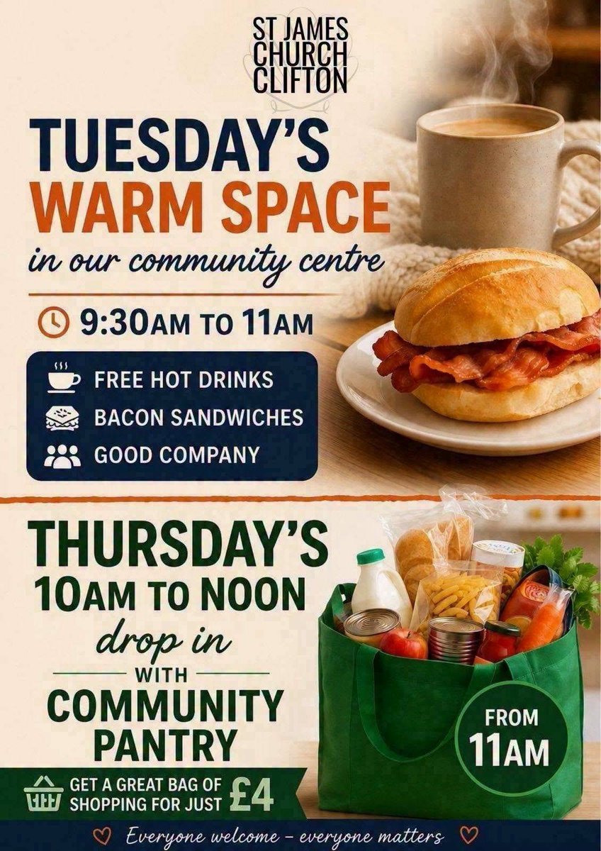 Stag_RosePPG's tweet photo. #Tuesday #EndLoneliness

9.30 - 11am - ALL welcome - Join this growing, friendly group - chat, variety of refreshments, including bacon sandwiches, vegan alternative, newspapers.

St James Church Clifton Rotherham Cambridge Street S65 2SX

#friends #company #support #community https://t.co/kGSNnuMCXM