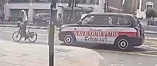 raging_travis's tweet photo. @MikeyCycling @seanpaulday If you look at the full video, there is someone who breaks suddenly in front of the cabbie. https://t.co/318owKmzcF