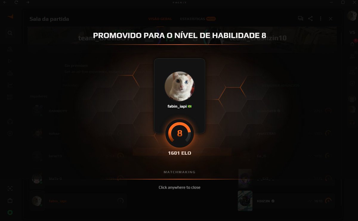 fabioslakk's tweet photo. mãe, pode sair do emprego. Seu filho é level 8 faceit. https://t.co/ii7uwuRkND
