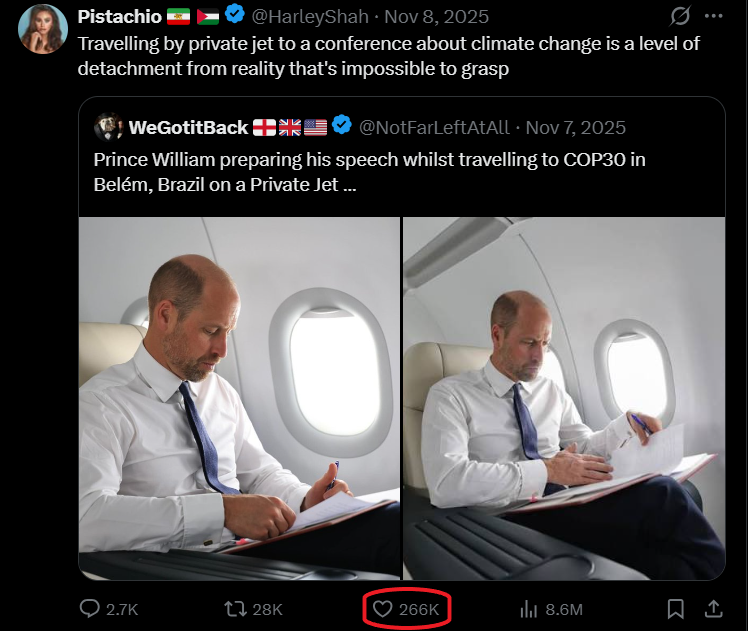 Nicomac_666's tweet photo. The way this dude now gets insulted every time he's in the news preaching about climate change from his private jet or homelessness from one of his palaces behind a security cordon with no-go zones, banning schoolchildren from parks close to some of his homes, tickles me. https://t.co/ctYka9LmTK