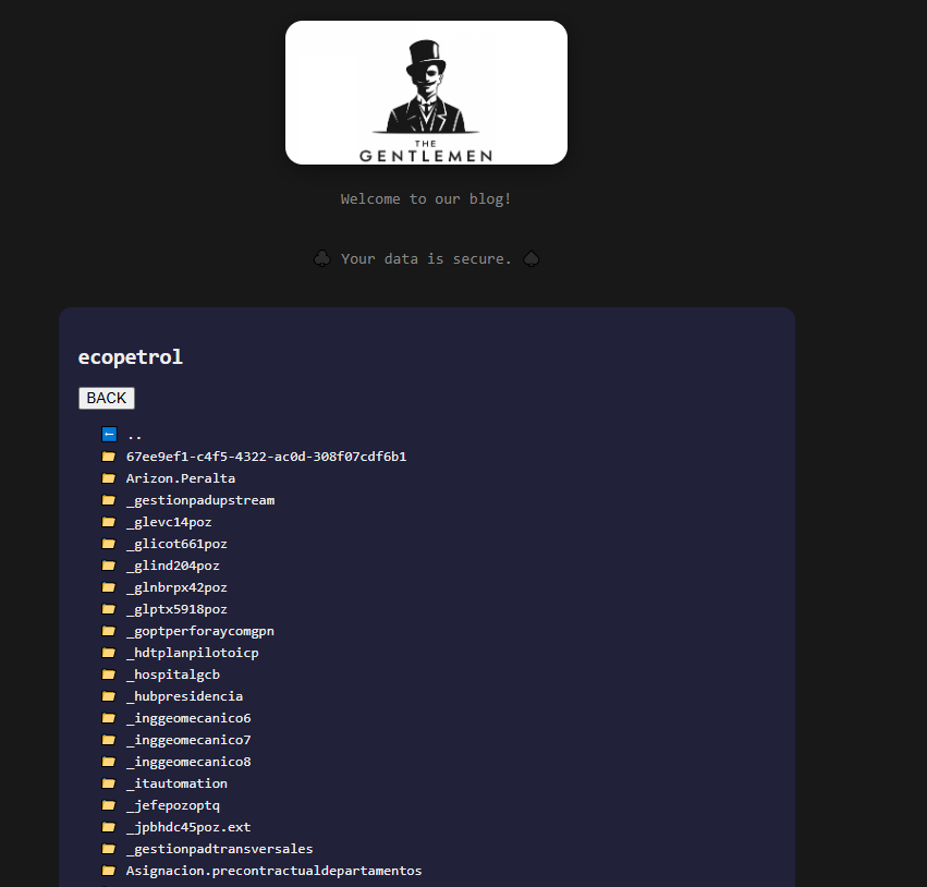 chum1ng0's tweet photo. 🔴🇨🇴Update:

The Gentlemen ha publicado la información robada a Ecopetrol.

#ransomware #Colombia #ciberseguridad #ciberataque #DarkWeb #IR #Gentlemen #Dataleak https://t.co/vHhtHGWz1p