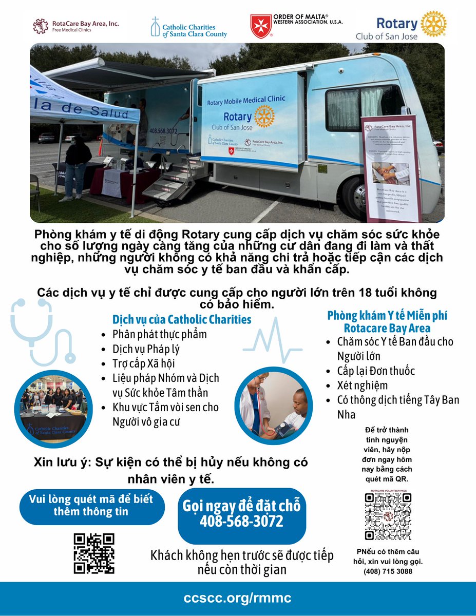 CatholicCharSCC's tweet photo. Do you need medical care but don’t have insurance?
The Rotary Mobile Medical Clinic proudly provides FREE medical services to individuals and families in need.
Check our schedule and upcoming clinics: https://t.co/Uy3GINec1r
#FreeMedicalCare #CommunityHealth #ThankYouPartners https://t.co/q14M2NBvih
