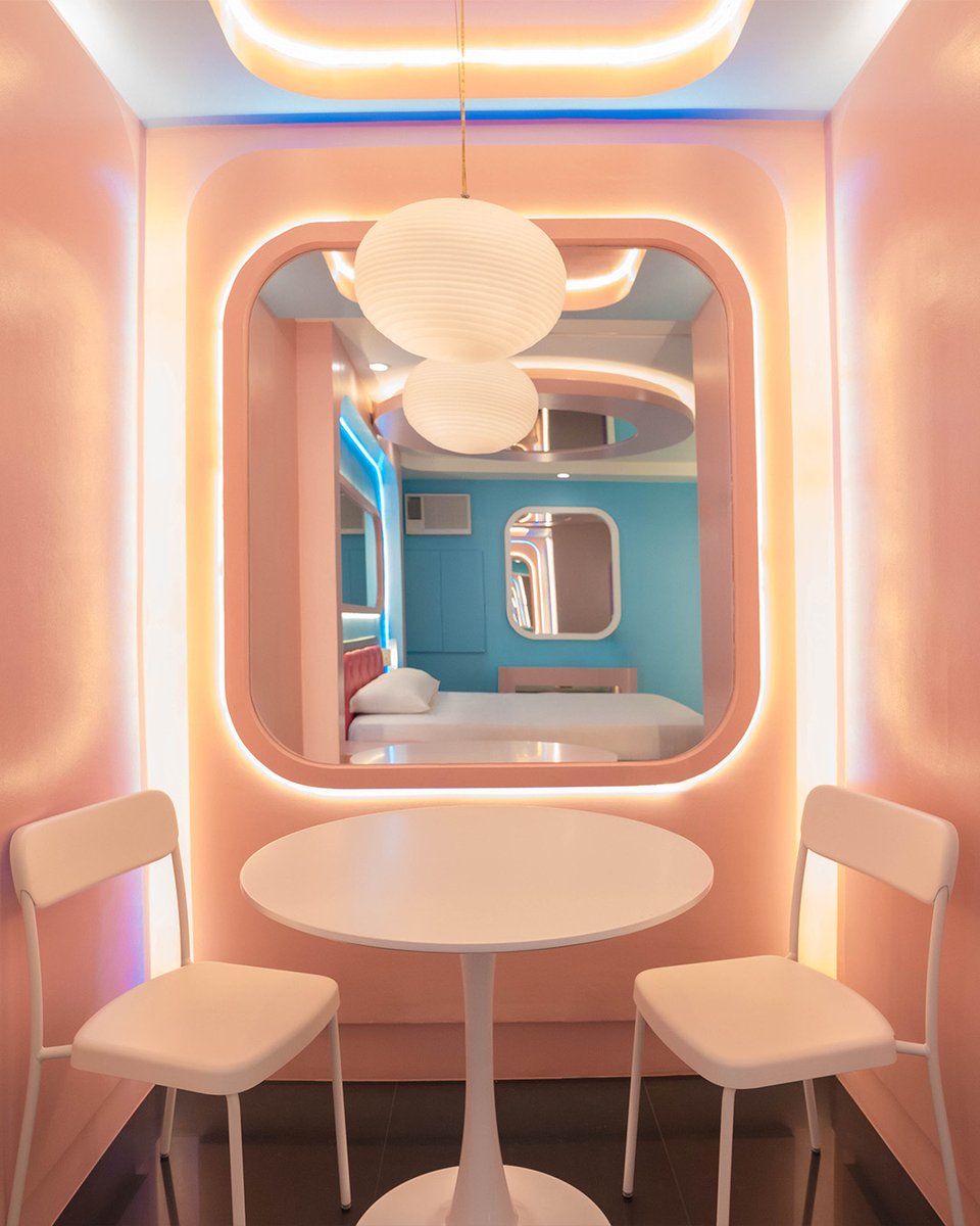 VictoriaCourtVC's tweet photo. Ready for a retro-futuristic #Staycation? 

Check into the RETROFUTURISTIC room at Victoria Court North EDSA, where neon lights, pastel interiors, and vintage sci-fi vibes come to life.

Book your stay on the VC+ app: https://t.co/0OqyUrNY7I

#VictoriaCourt #BookNow https://t.co/INqYnsLmog