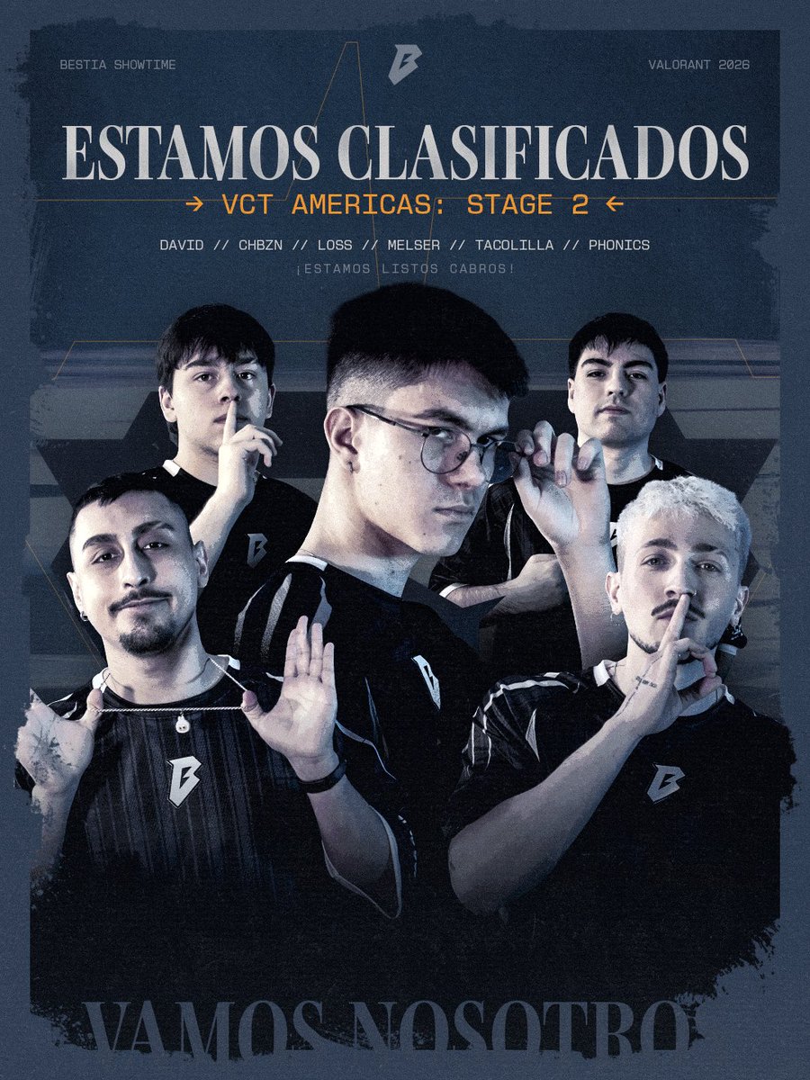 bestia_corp's tweet photo. CAMPEONES DE #VCLLatam FINAL REGIONAL 🏆

Ganamos 3-1 contra @BonBonBumContra y nos quedamos con todo.

LATAM tiene representante en el VCT Americas Stage 2, y somos nosotros 😎

🇨🇱 @Melserlol 
🇨🇱 @chubifps 
🇨🇱 @davidvlr1 
🇨🇱 @tacolillalzh 
🇧🇷 @lossvlr 
🇧🇷 @phonicsfps 

#SomosBESTIA 😈