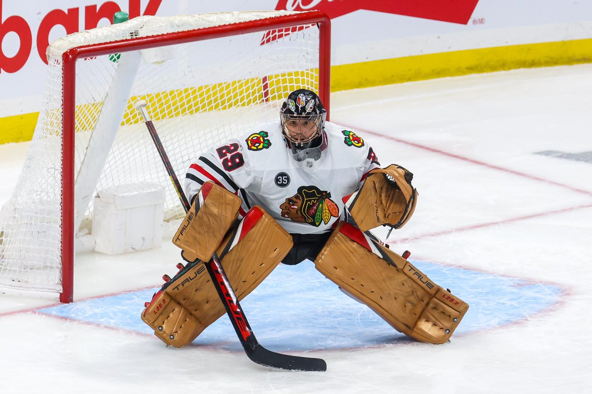 NHL_Muse's tweet photo. On this day in 2021, the Blackhawks acquired Marc-André Fleury from the Golden Knights for forward prospect Mikael Hakkarainen. 🌸 https://t.co/WXDI1ZRTXz