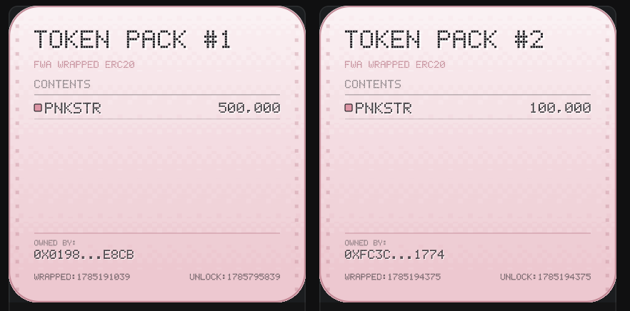 token_works's tweet photo. We've added the ability to wrap ERC20s and add them to Fake World Assets.

You can now wrap/unwrap PNKSTR in various token amounts.

What other tokens on Ethereum Mainnet should we add? https://t.co/Djvz3ItRus