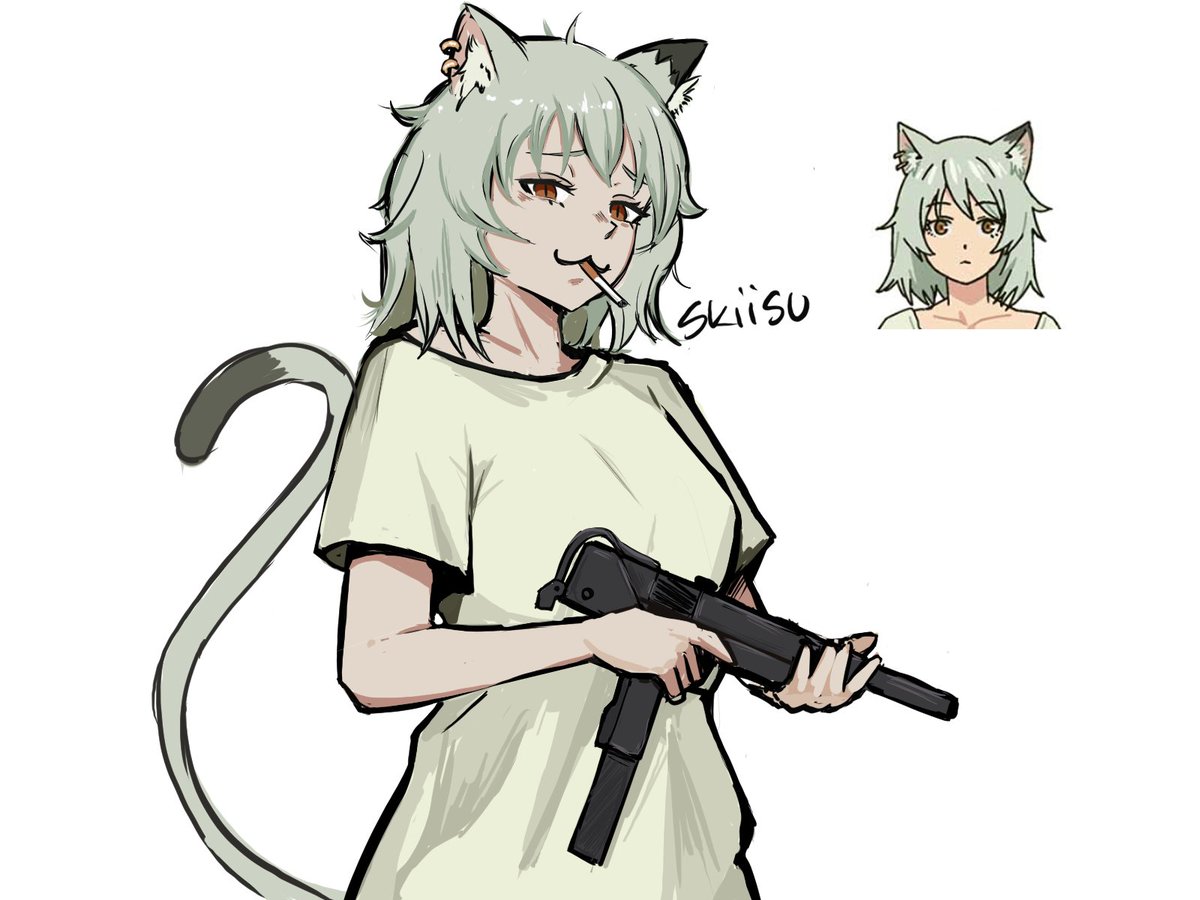 Skiiisu's tweet photo. Yani Neko with da mac10 https://t.co/SYxZ4C9ExX